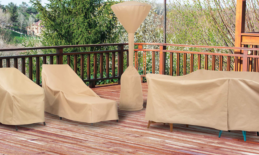 MODERN LEISURE in use on dining set keeping rain and dirt off furniture