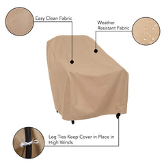 Modern Leisure tie closure detail securing cover during wind