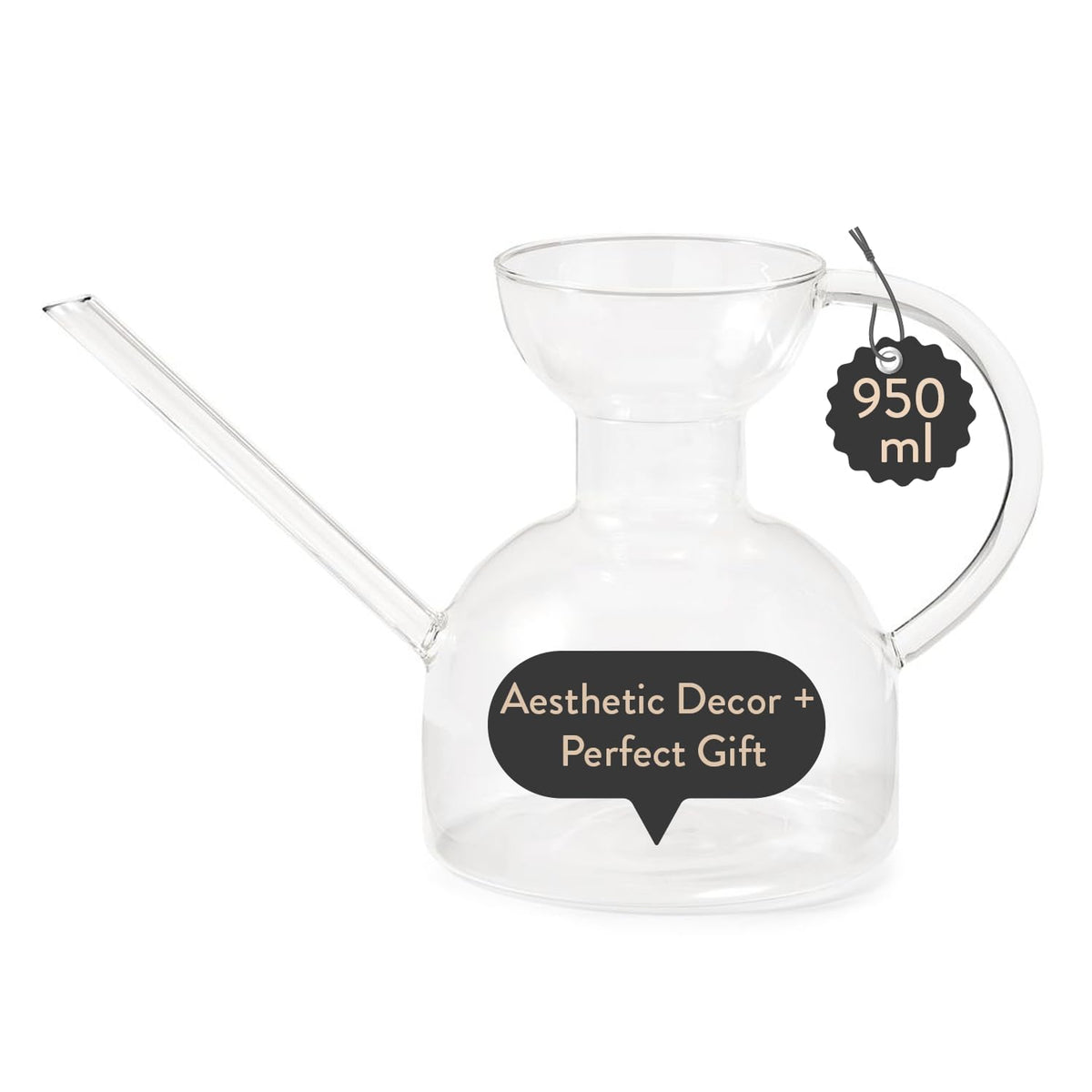 Modern Sprout front view clear watering can showing elegant shape and easy pouring