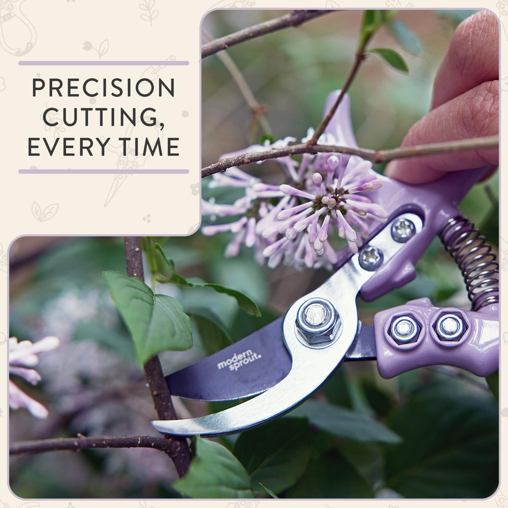 Modern Sprout shears blade close-up showing sharp high-carbon steel benefit