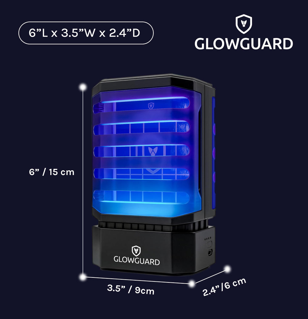 MODERN-X GlowGuard illuminated in night-mode in a dark room, automatic dusk activation benefit