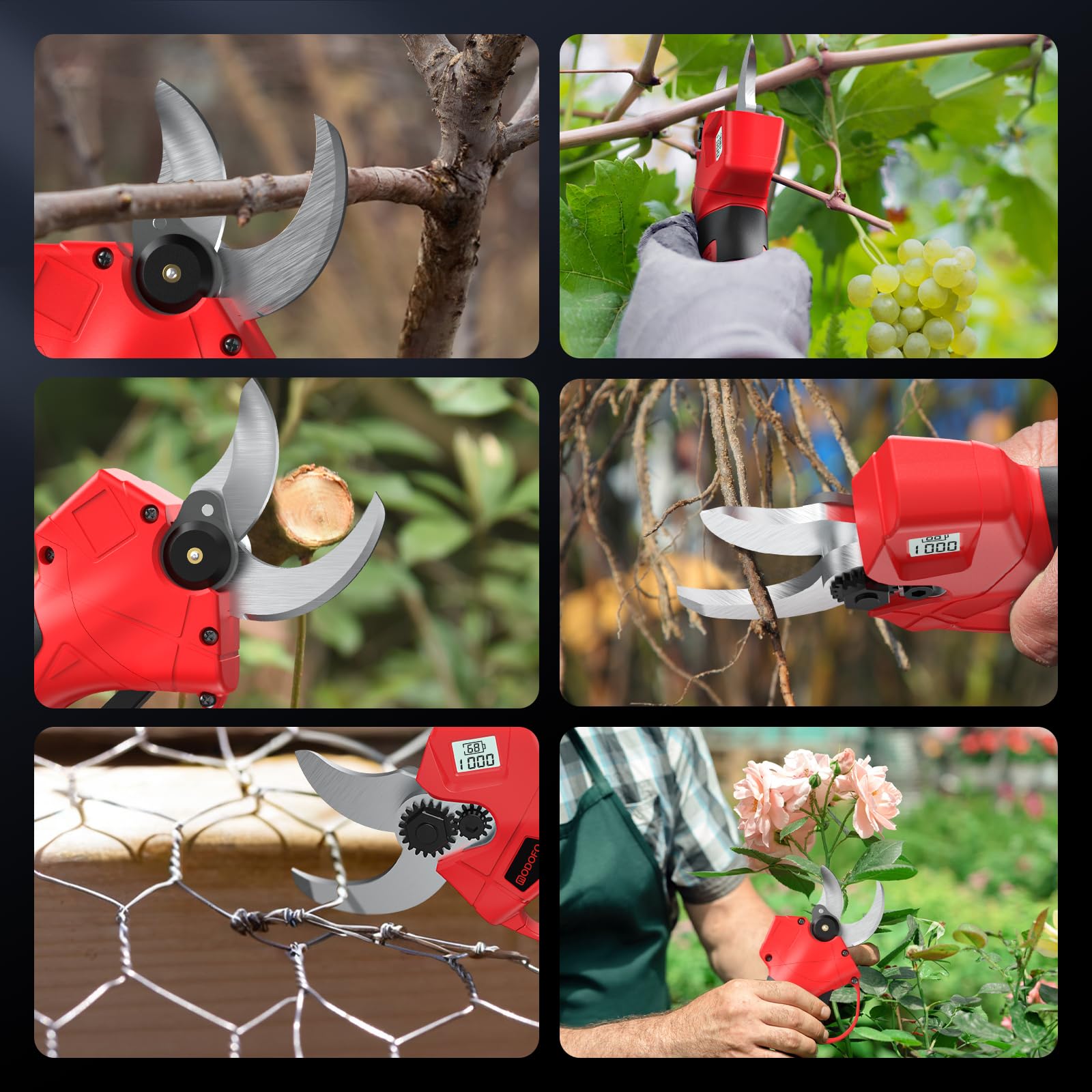 MODOFO held in hand for scale showing compact, portable pruning power
