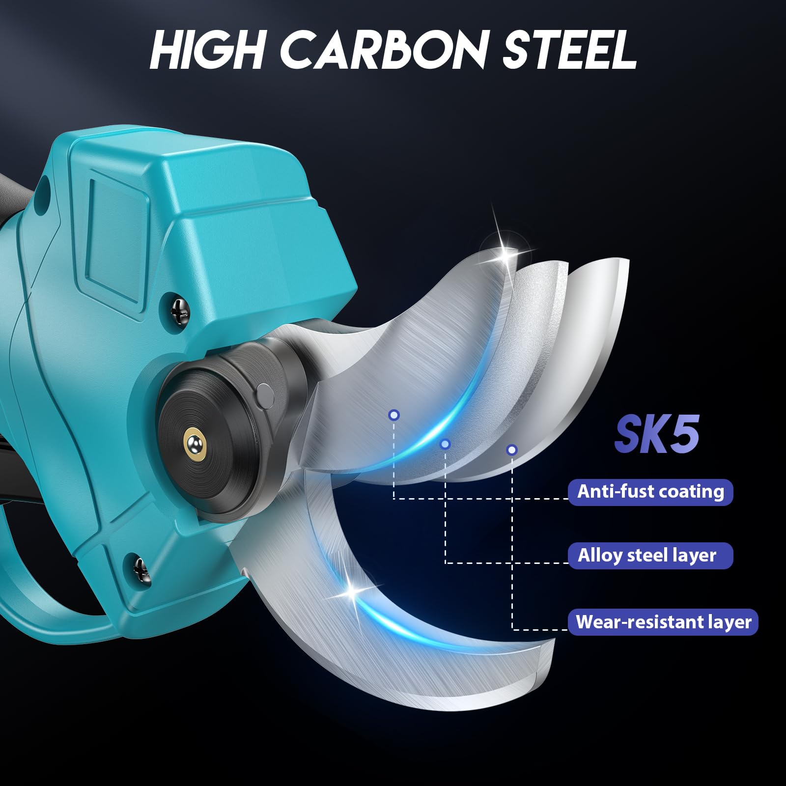 MODOFO pruner in use cutting a branch illustrating powerful brushless motor performance