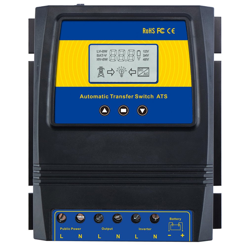 MOES ATS front panel showing buttons and status lights, easy operation