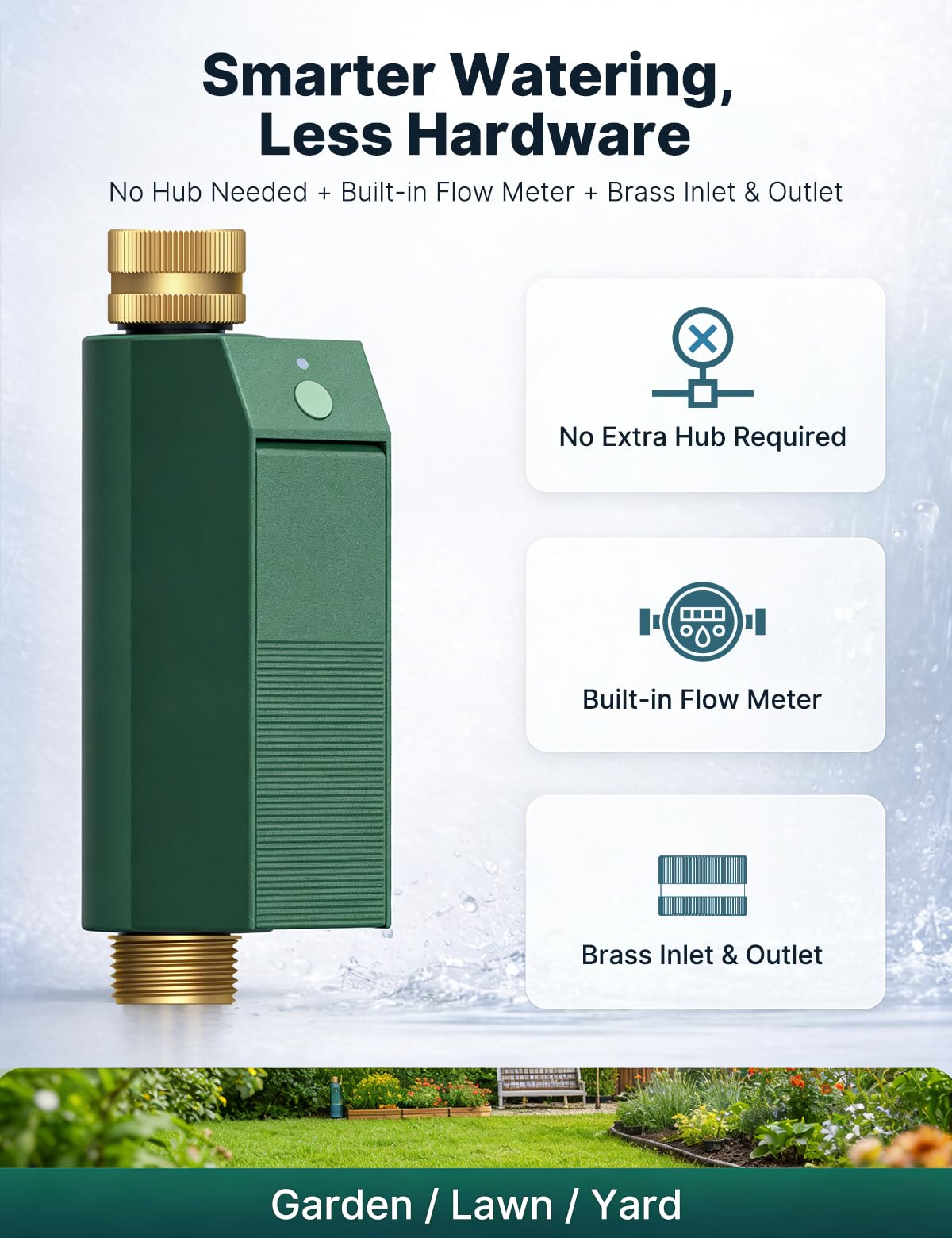 MOES brass inlet and outlet close-up proving leak-resistant, long-lasting hose connection