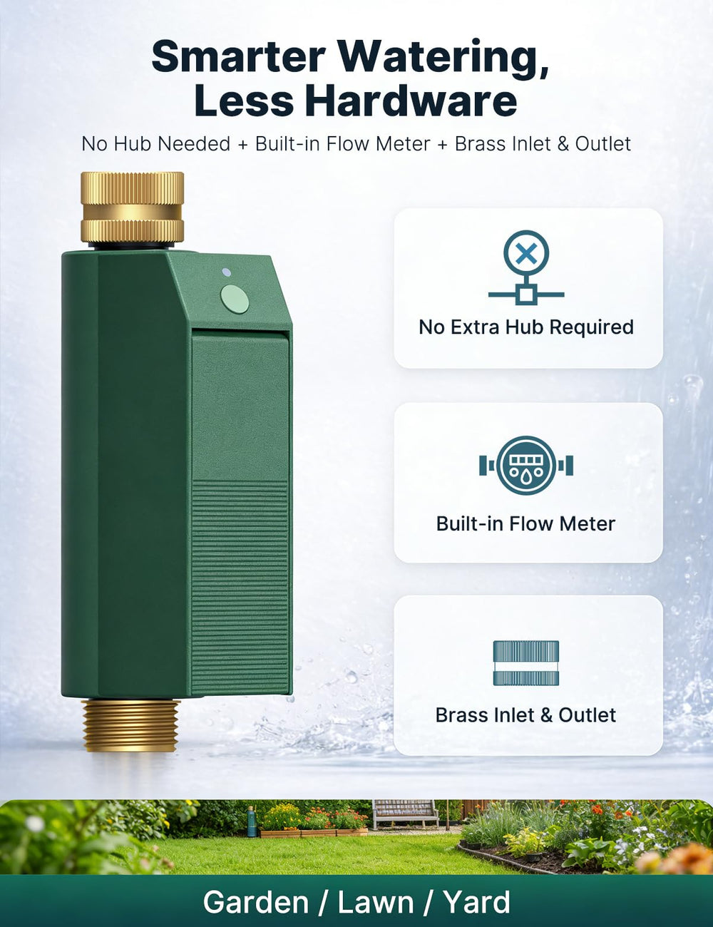 MOES brass inlet and outlet close-up proving leak-resistant, long-lasting hose connection