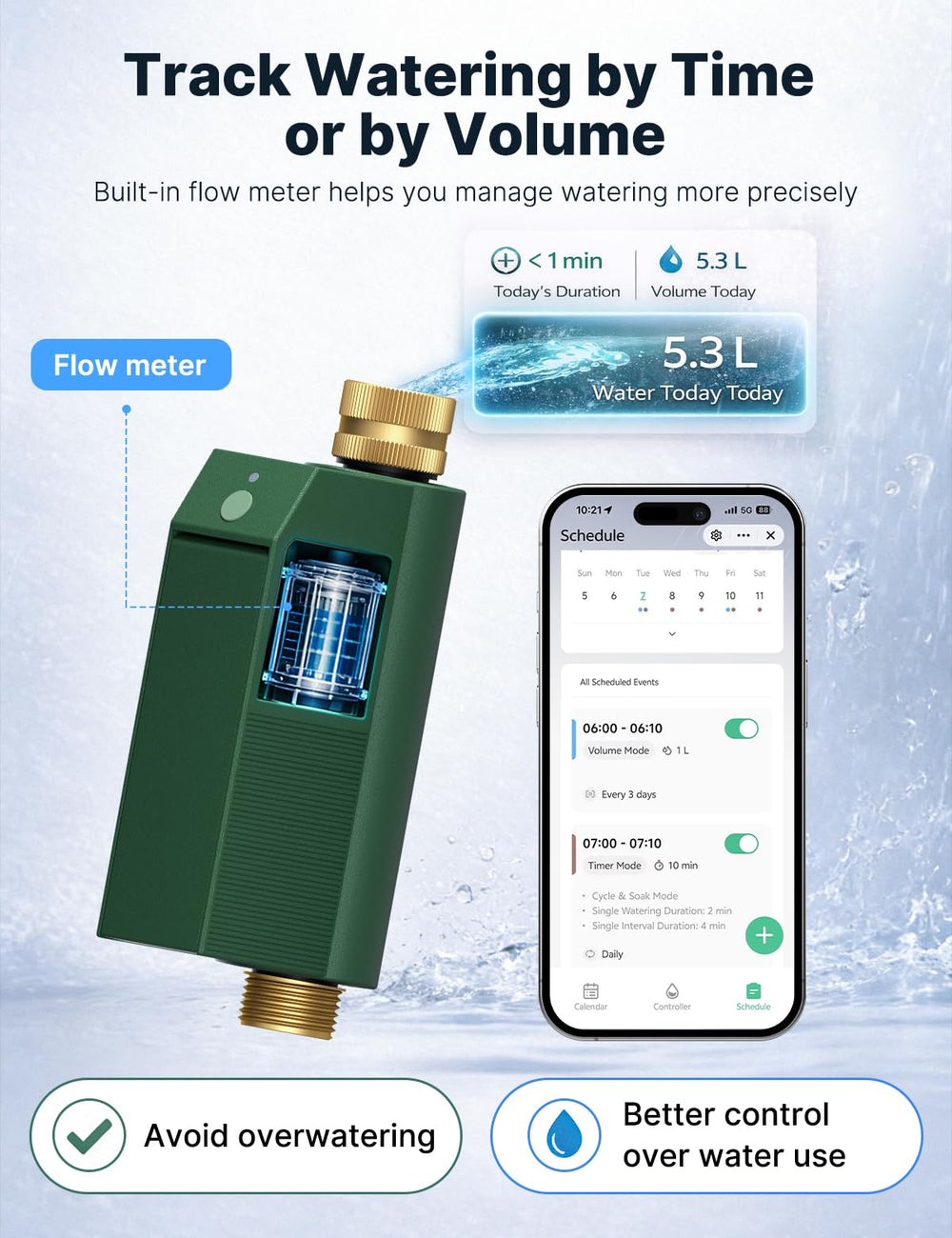 MOES water timer installed on garden hose demonstrating easy outdoor setup and control