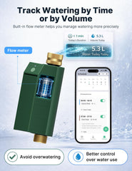 MOES water timer installed on garden hose demonstrating easy outdoor setup and control