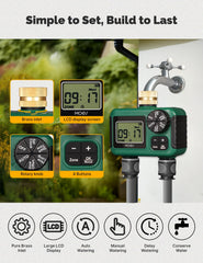 MOES side view showing two independent outlets for dual-zone irrigation