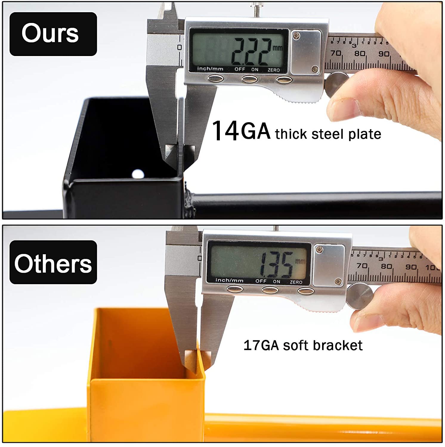MOFEEZ bracket mounted to boards illustrating customizable rack length and sturdy support