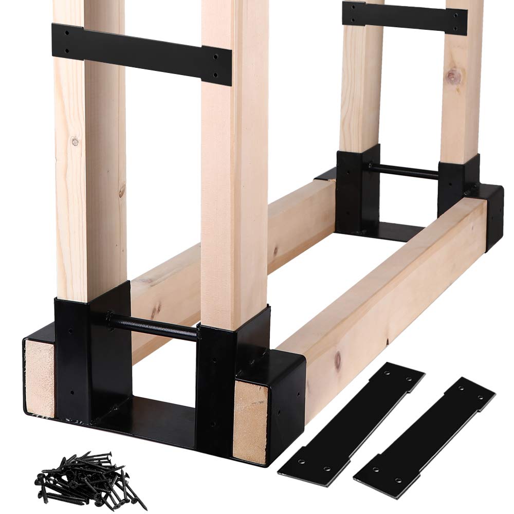 MOFEEZ front view of steel bracket pair showing compact, durable supports for stable wood storage
