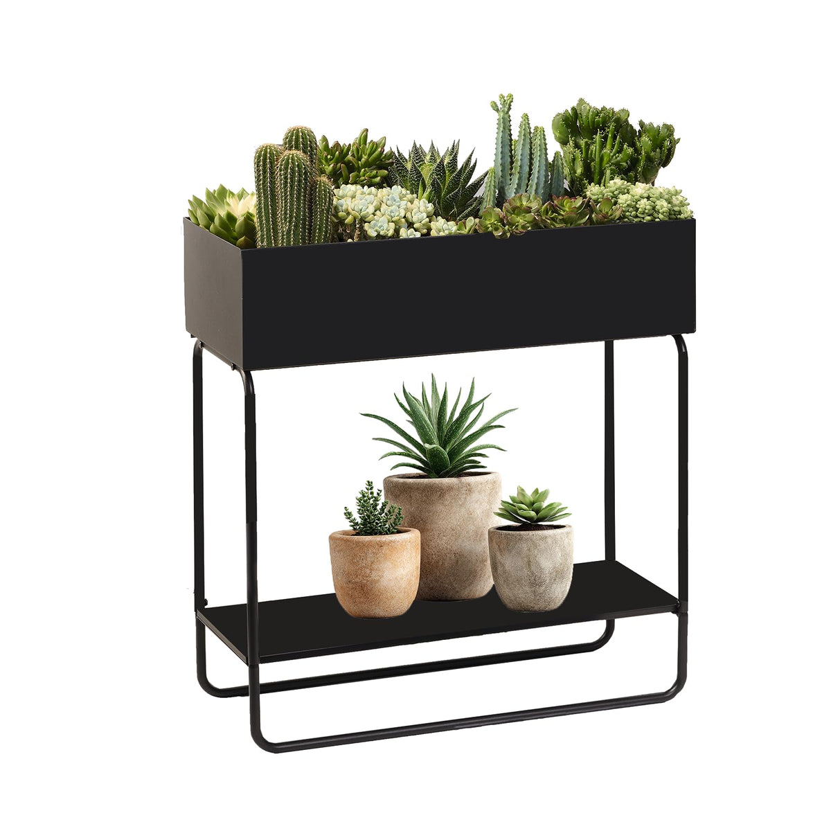 Mofesun front view showing full planter and shelf for organized gardening