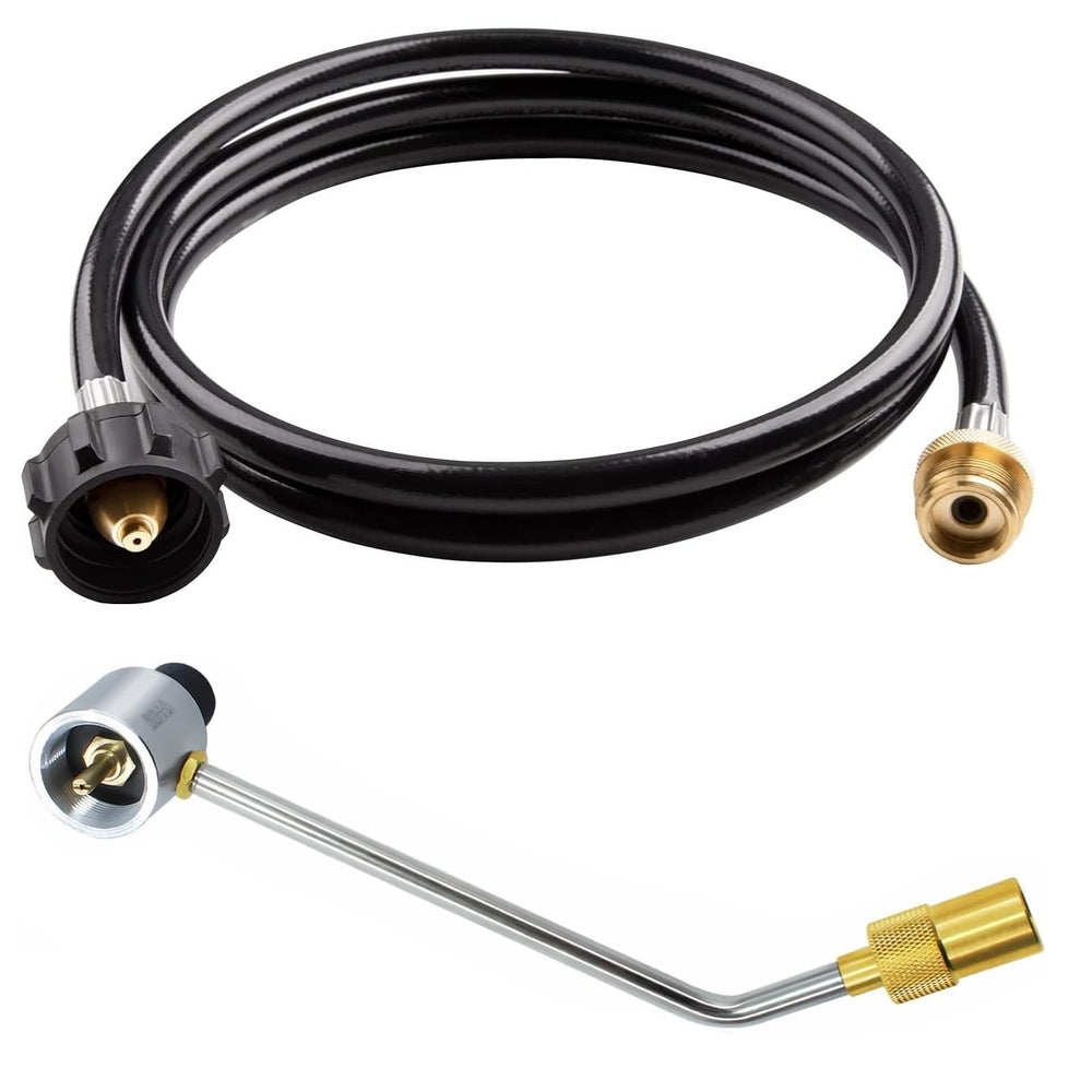 MOFLAME front assembly showing hose and regulator, improves run-time