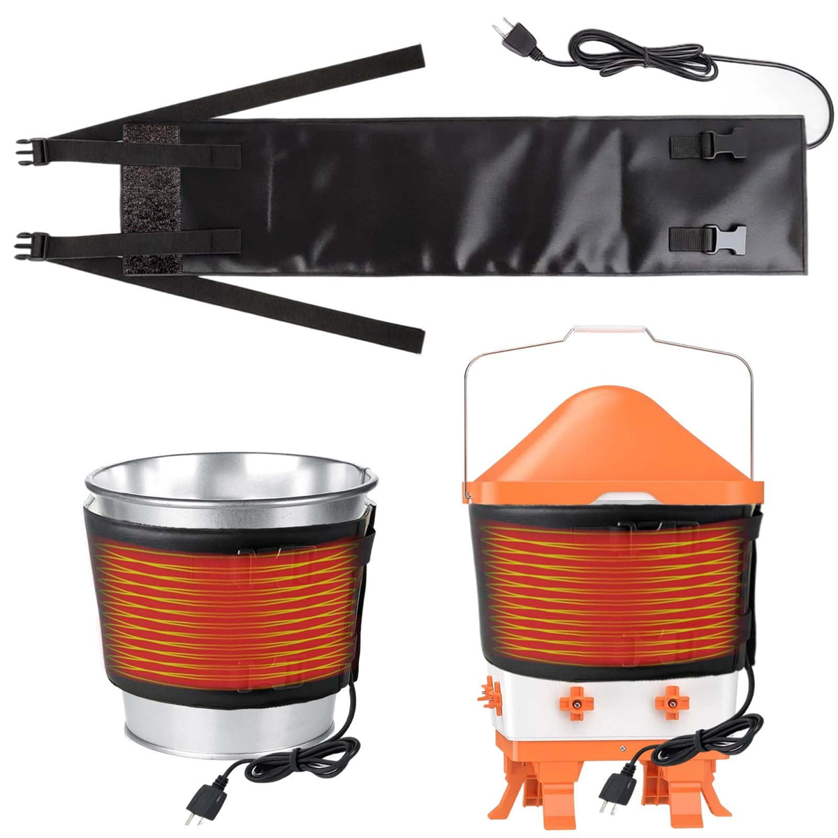 Mofuiry front view of strap wrapped on bucket showing easy installation and protection