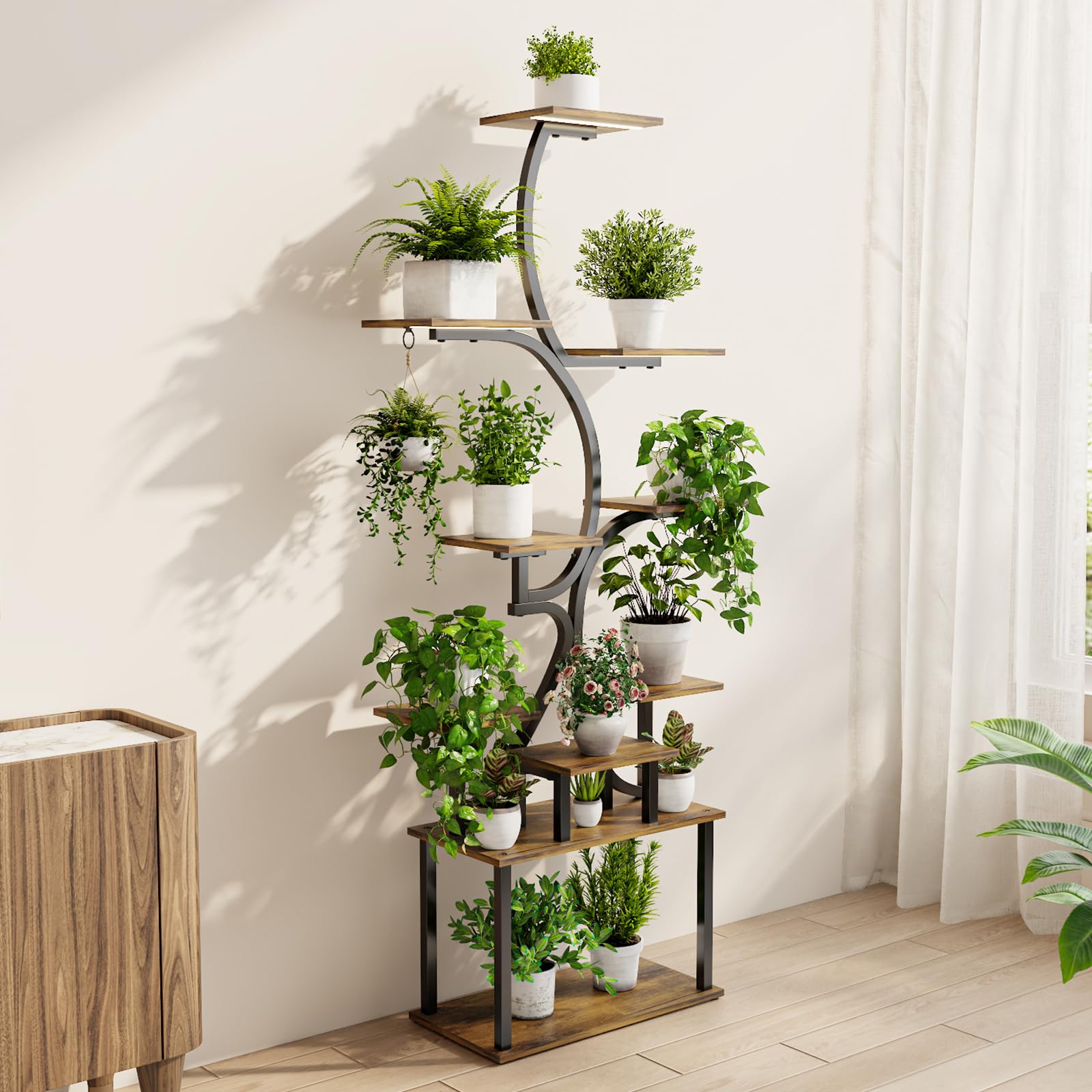 Mogaath close-up of waterproof wooden shelf texture for durable plant support