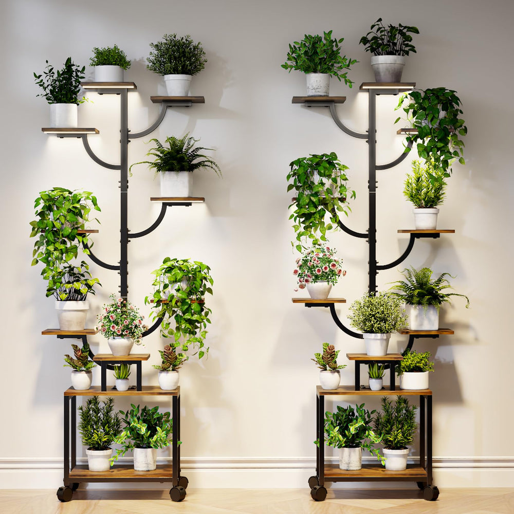 Mogaath plant stand staged in living room illustrating decorative enhancement and plant care