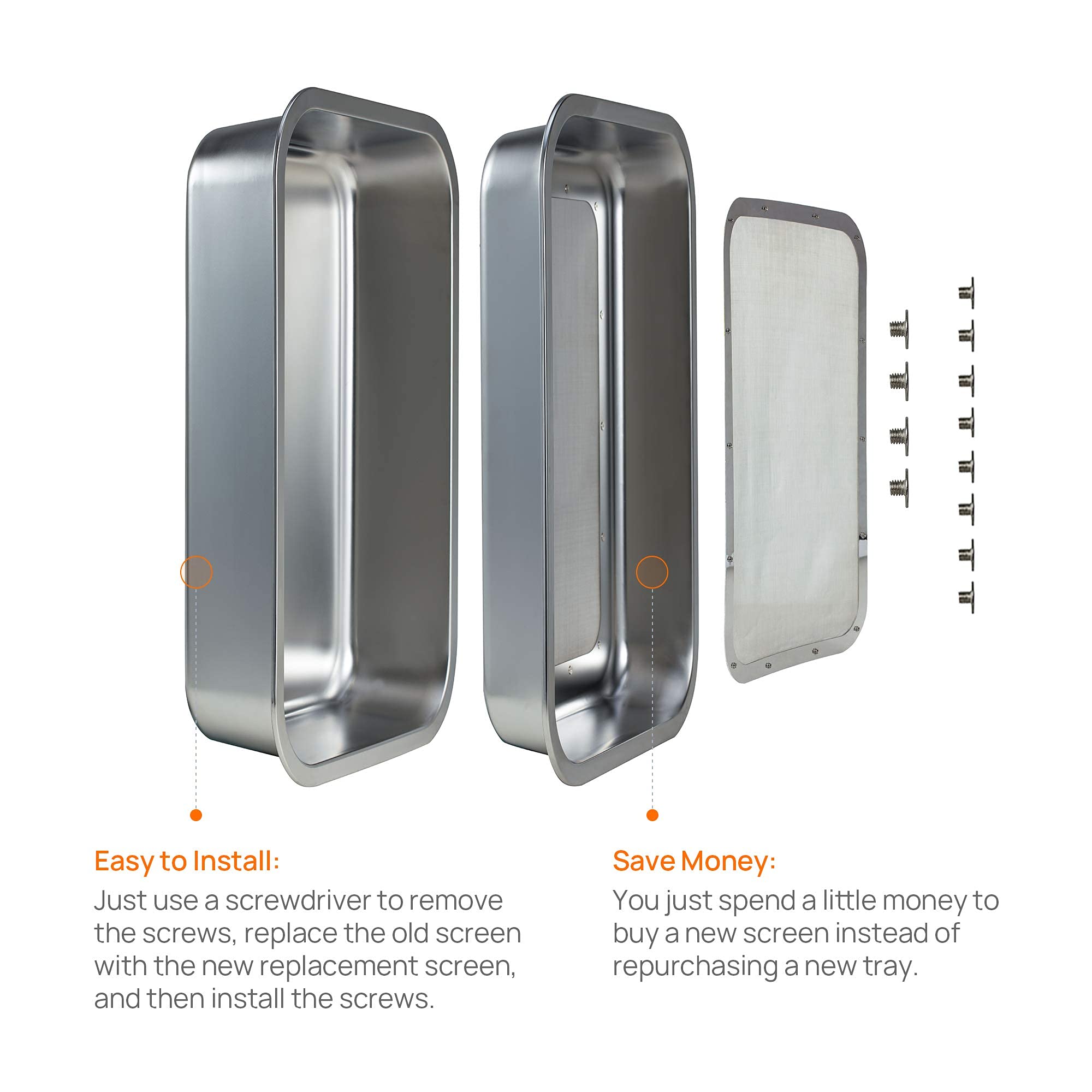 Mogobe wiped-clean stainless surface demonstrating easy maintenance benefit