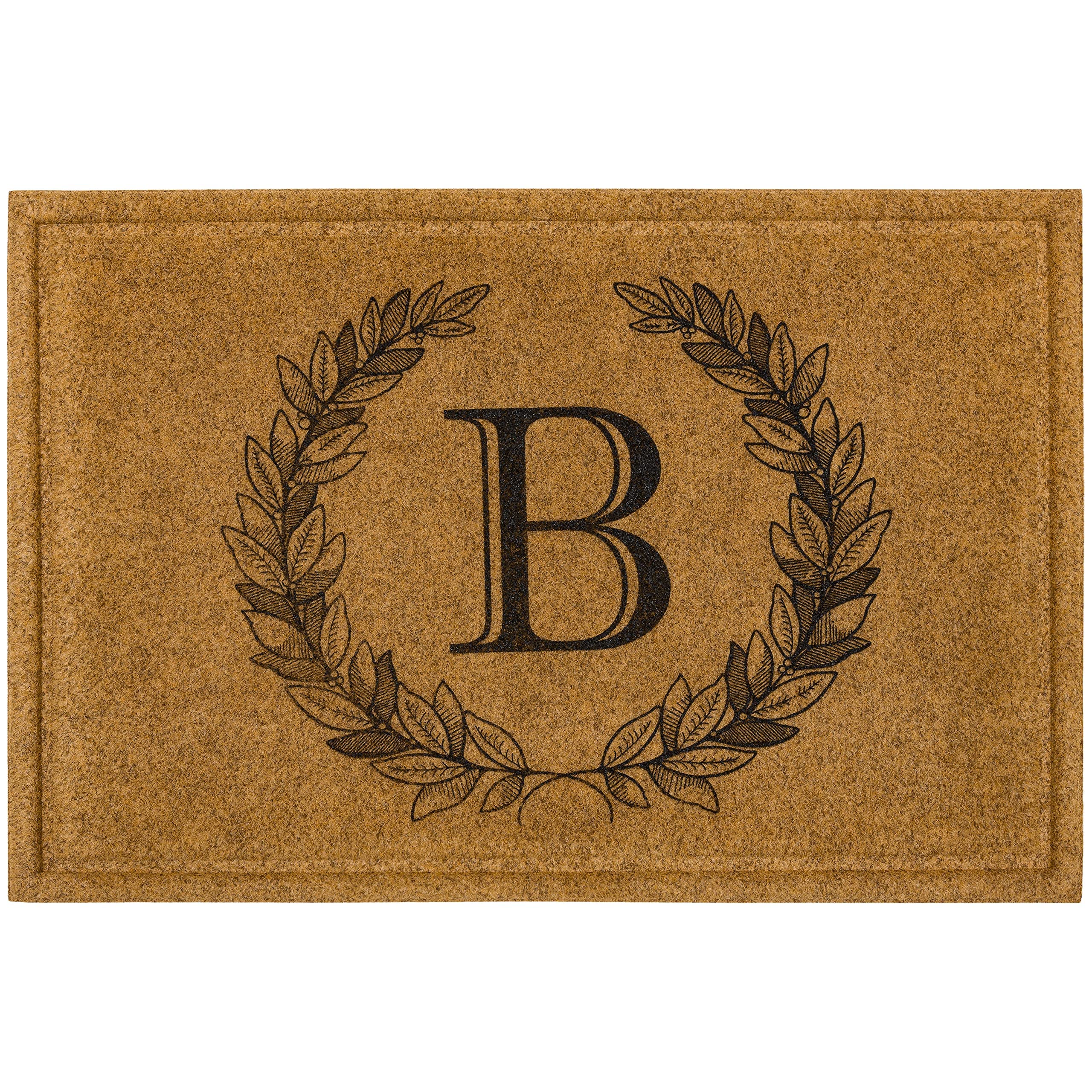 Mohawk Home monogram doormat front view showing clear letter B and curb appeal