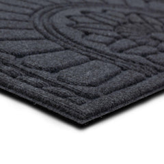 Mohawk Home mat on standard doorway showing 2x3 scale and unobstructed door clearance