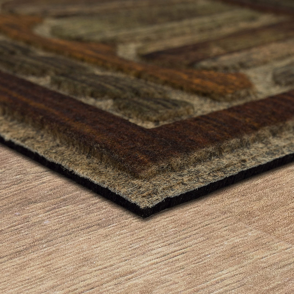 Mohawk Home mat in doorway illustrating low-profile fit under doors benefit