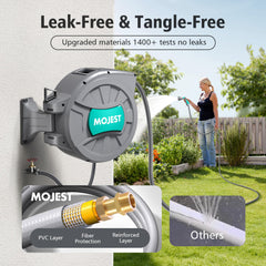 Mojest hose texture and fittings closeup highlighting durable leak-resistant build