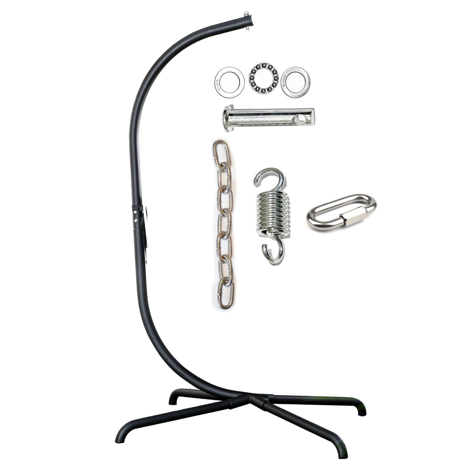 Mojia front view of black egg chair stand shows sturdy frame and modern look