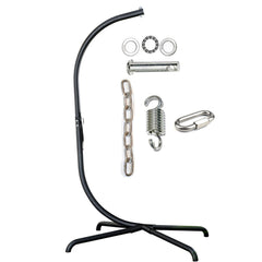 Mojia front view of black egg chair stand shows sturdy frame and modern look
