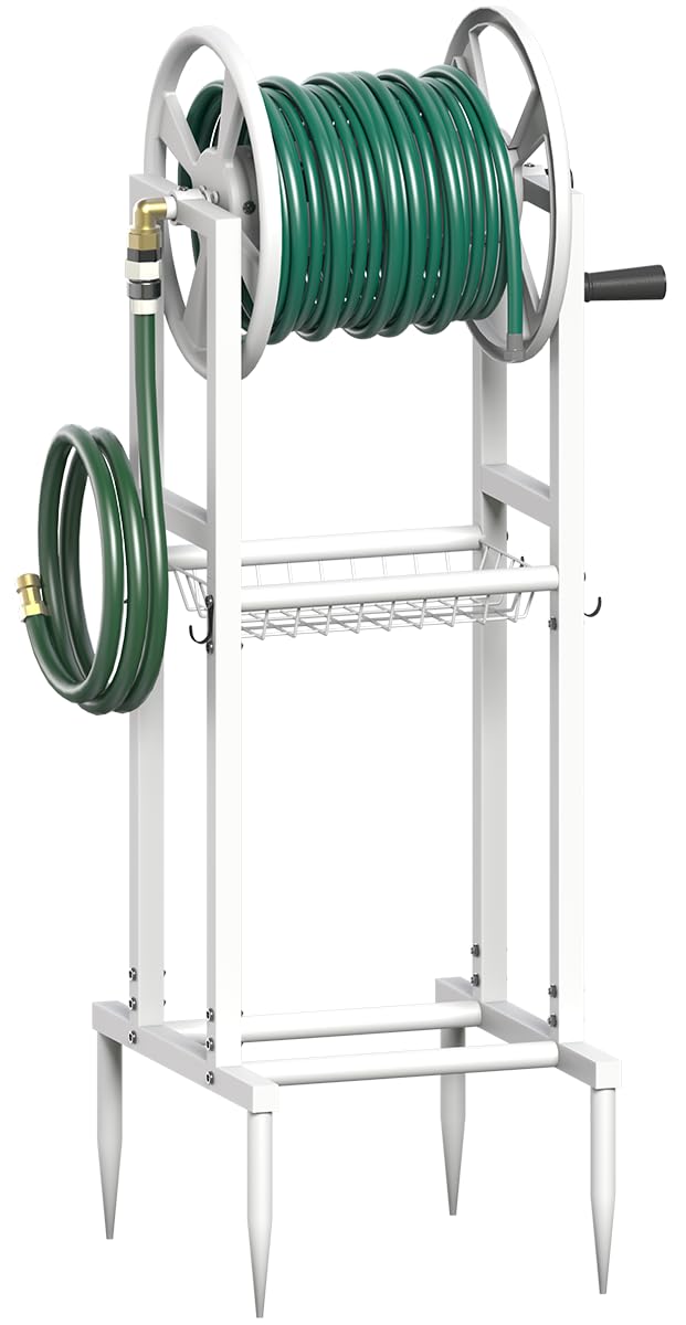 Mokeyder front view assembled shows stable base and tidy hose storage benefit