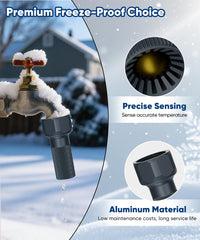 Mokeyder mounted on garden spigot providing continuous anti-freeze drip protection