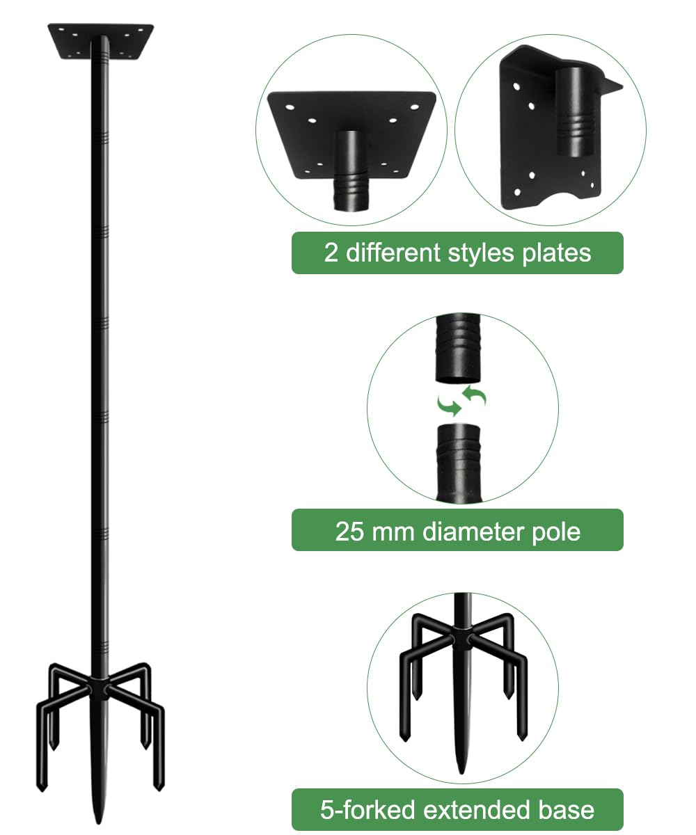 Mokeyder pole holding birdfeeder in garden showing tidy appearance