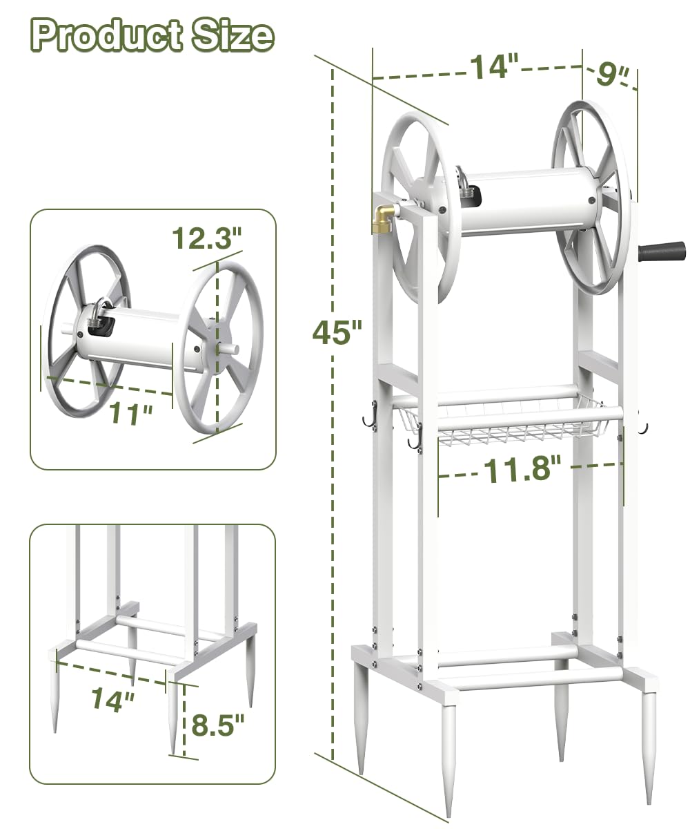 Mokeyder side hooks and metal storage rack keeping gardening tools organized