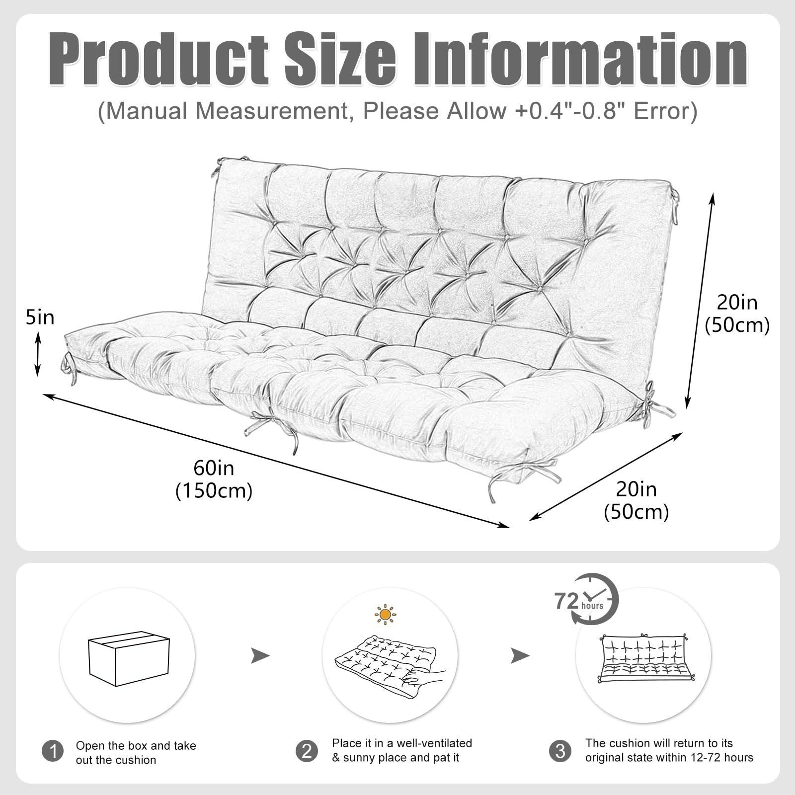 Mokoey vacuum packed cushion during unboxing showing easy restoration steps