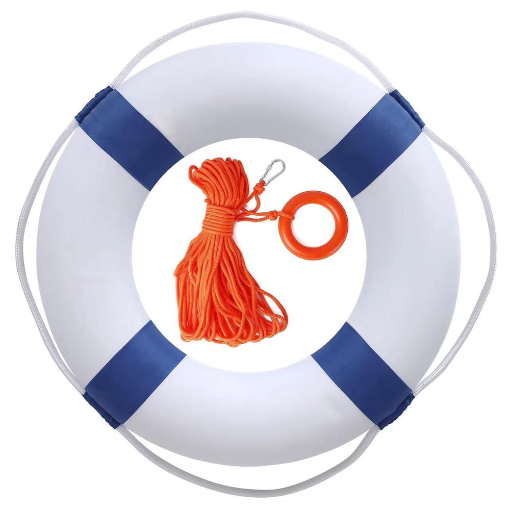 Momotata front view of blue life preserver ring buoy showing visibility and safety