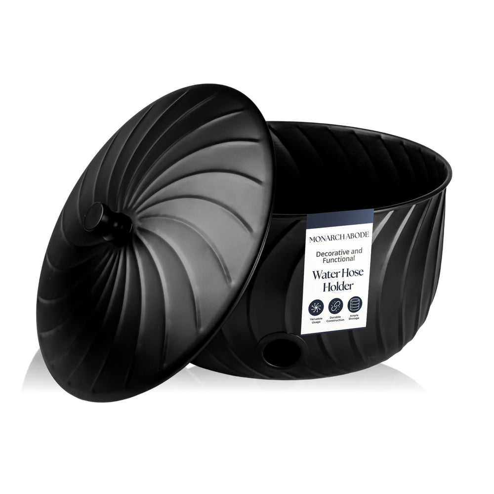 Monarch Abode front view matte black hose holder adds curb appeal