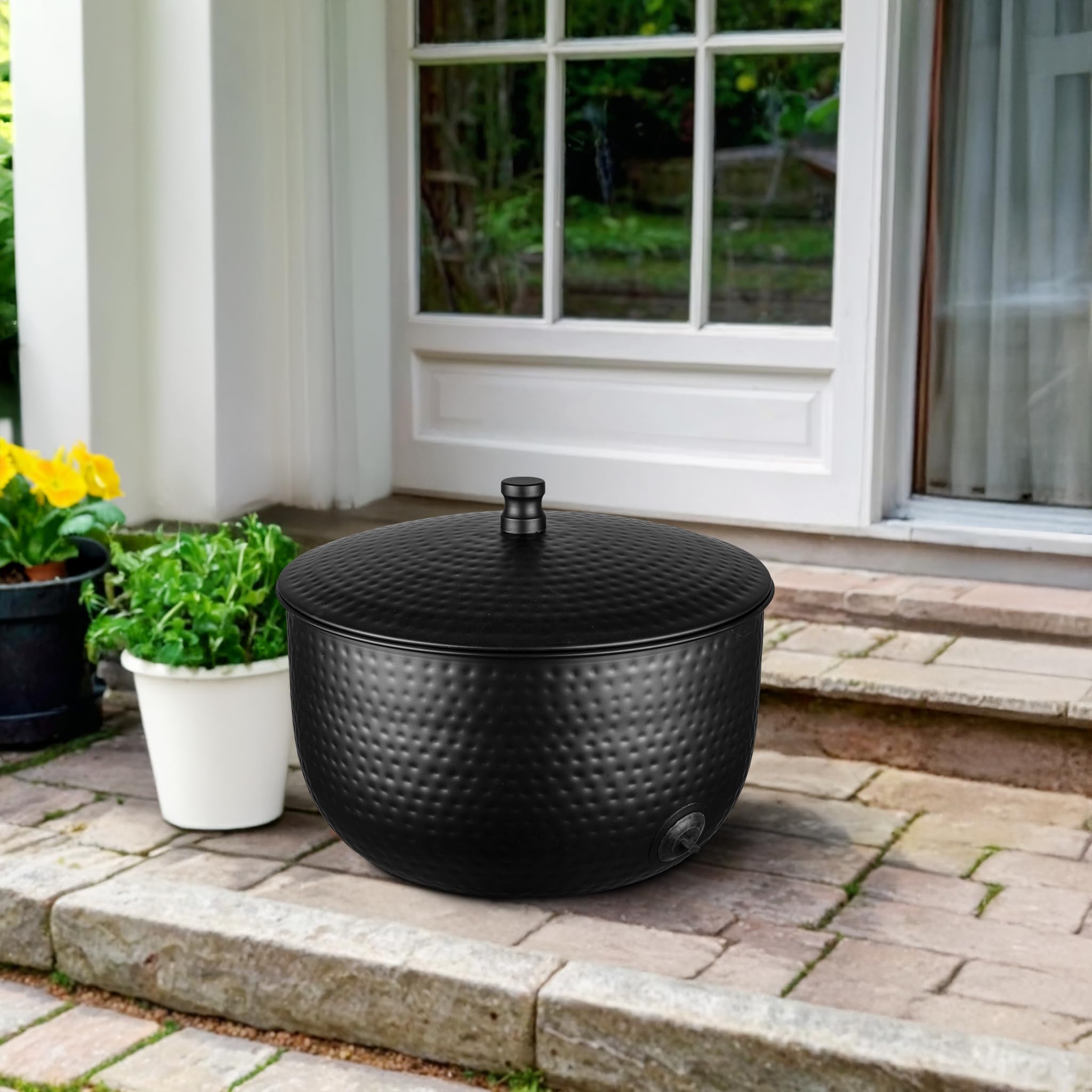 Monarch Abode close-up of hand-hammered metal finish highlighting durable texture