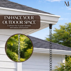 Monarch Rain Chains close-up of matte black powder coat finish, demonstrating weather resistance