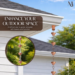 Monarch Rain Chains hammered texture close-up showing handcrafted detail and visual appeal