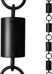 Monarch Rain Chains front view showing full 8.5 ft chain and matte black finish benefit curb appeal