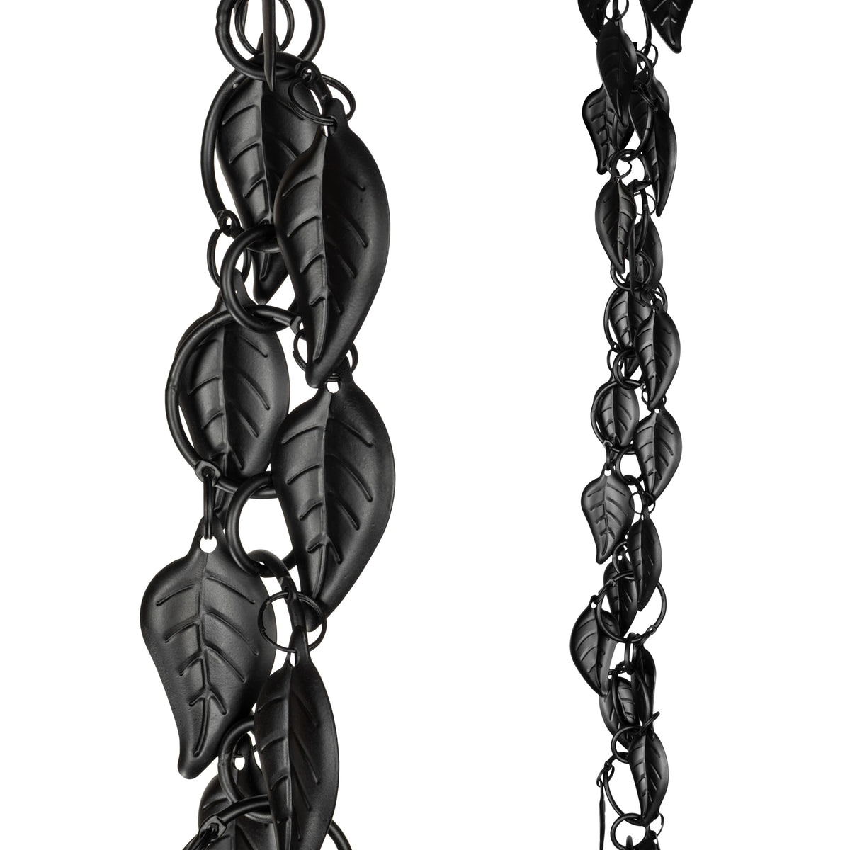 Monarch Rain Chains front view showing full 8.5ft chain and hanging benefit