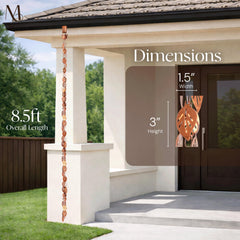 Monarch Rain Chains installed on house exterior adding visual interest and controlled runoff