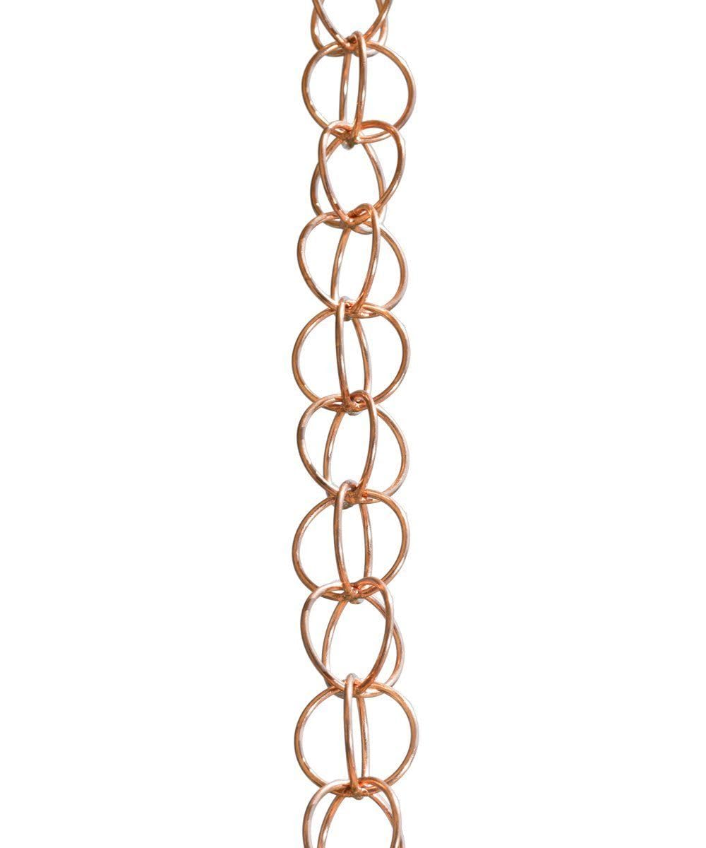 Monarch Rain Chains front view showing copper ring design and curb appeal