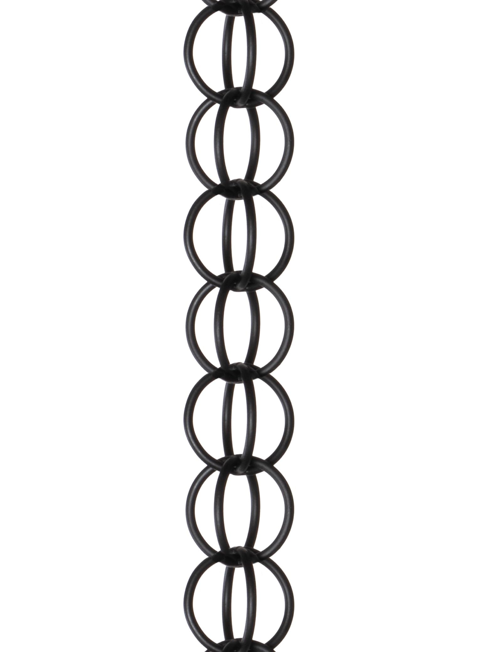 Monarch Rain Chains front view showing matte black rings and visual curb appeal