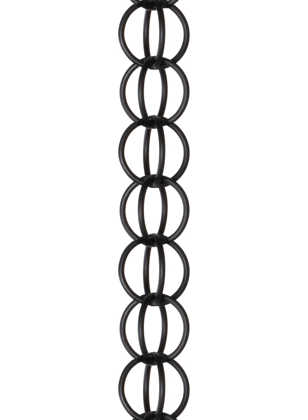 Monarch Rain Chains front view showing matte black rings and visual curb appeal