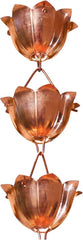 Monarch Rain Chains full-length lotus copper chain hung from gutter, adds curb appeal