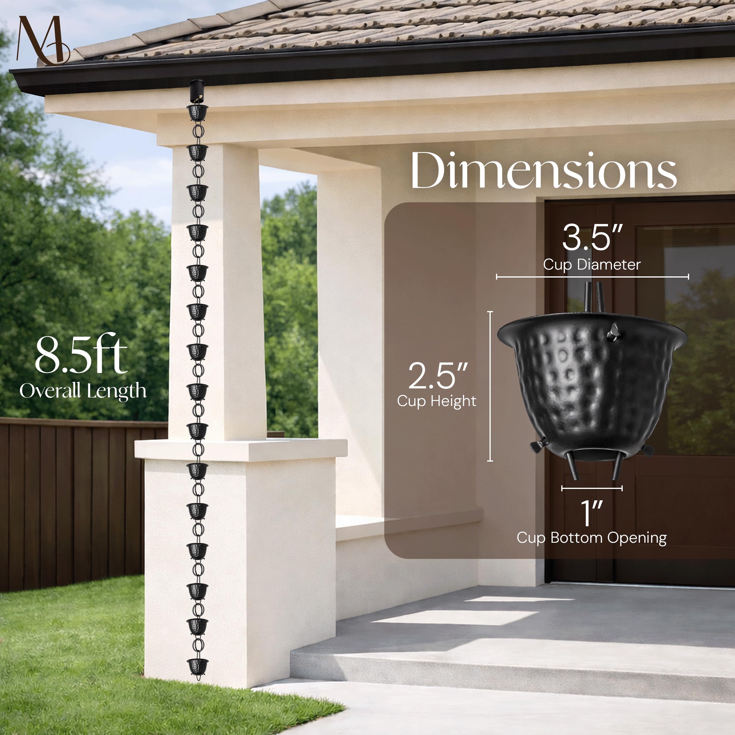 Monarch Rain Chains hanger installation with triangular gutter insert for tool-free setup