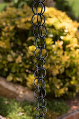 Monarch Rain Chains close-up of aluminum rings showing durable finish and corrosion resistance