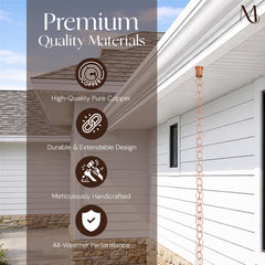 Monarch Rain Chains installed under gutter demonstrating easy tool-free hanging