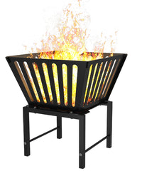 Mondazie front view packaged showing compact portable fire pit and bag for easy transport