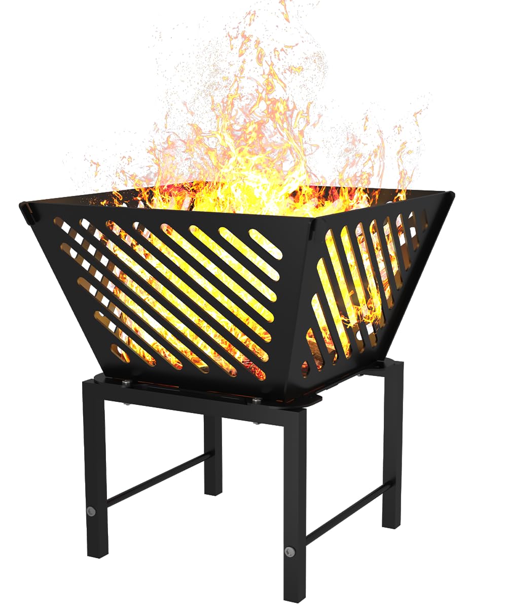 Mondazie front view showing assembled fire pit and stable base for reliable warmth