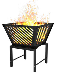 Mondazie front view showing assembled fire pit and stable base for reliable warmth